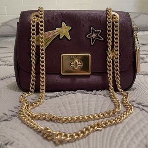 Purple Gold Star Embellished Coach Bag